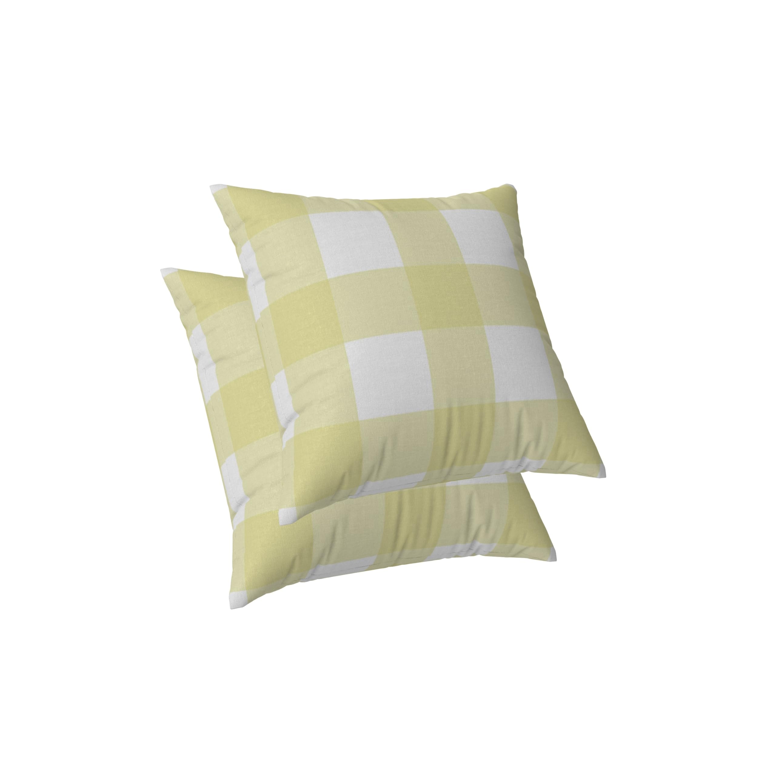 ggaimwf Pastel Gingham Cushion Covers Yellow Tartan Plaid Chair Cushions Farmhouse Throw Pillow Covers Linen Look Checkered Pillows for Bed Couch Living Room Outdoor Garden Patio 40x40cm Set of 2