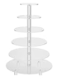 Jusalpha® 6 Tier Round Acrylic Cupcake Stand-cake stand-dessert stand, cupcake Tower 6RFs (6 Tier With Base) (6RF-S)