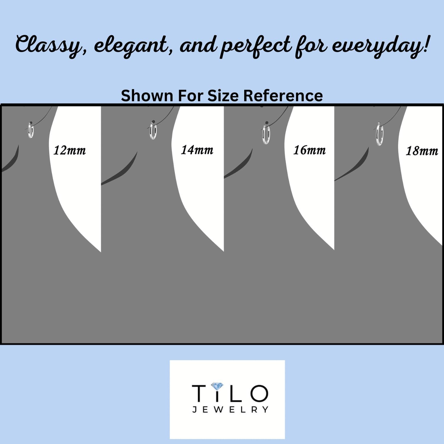 14k White Gold Classic Round Hoop Earrings - Image 6