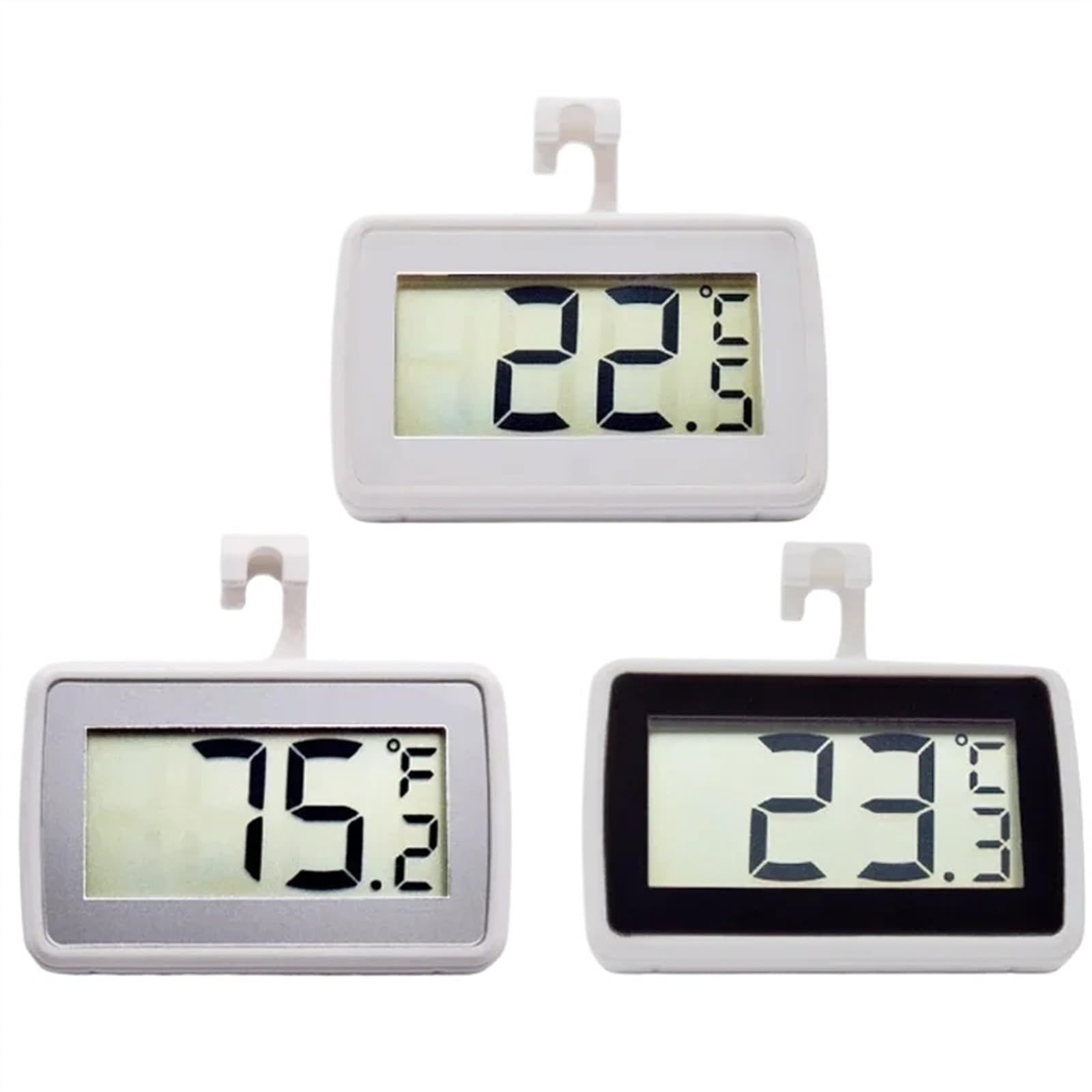 Cyfrowy termometr LCD do lodówki-zamrażarki, zawieszenie ścienne, magnes, wodoszczelny, lodówka, miernik temperatury, detektor (kolor: czarny)