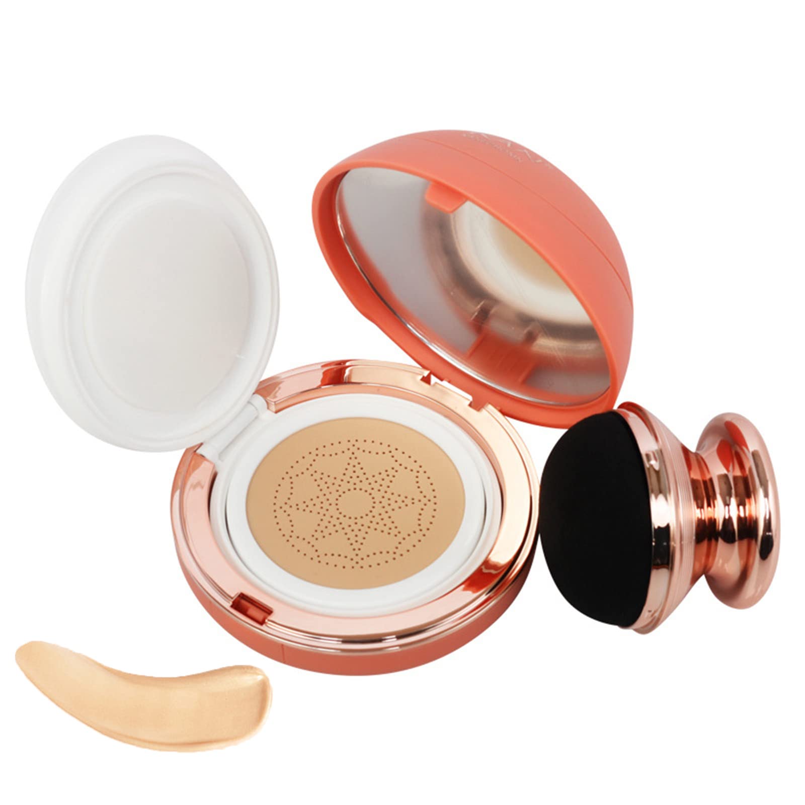 Mushroom Head Air Cushion CC Cream Full Coverage Concealer Create Natural Nude Makeup Oil Control Moisturizing BB Cream Foundation 15 ml (2#Natural Color)