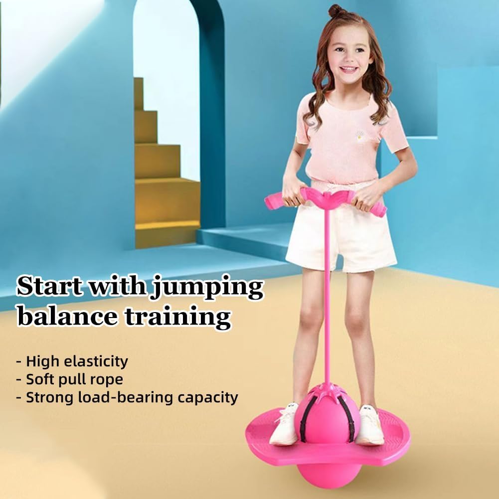 Pogo Pogo - Palla di salto per bambini e adulti, Pogo Stick con manico, pallina da gonfiaggio per bambini, fondo antiscivolo, capacità di carico 300 kg, per allenare l'equilibrio (blu, con braccioli)