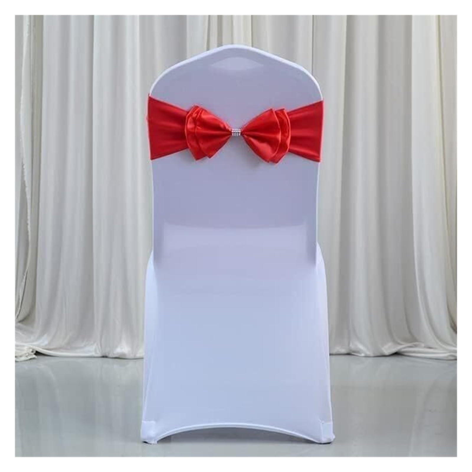 REcsdza chair sashes, Band Spandex Chair Sash With Satin Bow Back For Wedding Event Party Cover Decoration,50pcs(Red)