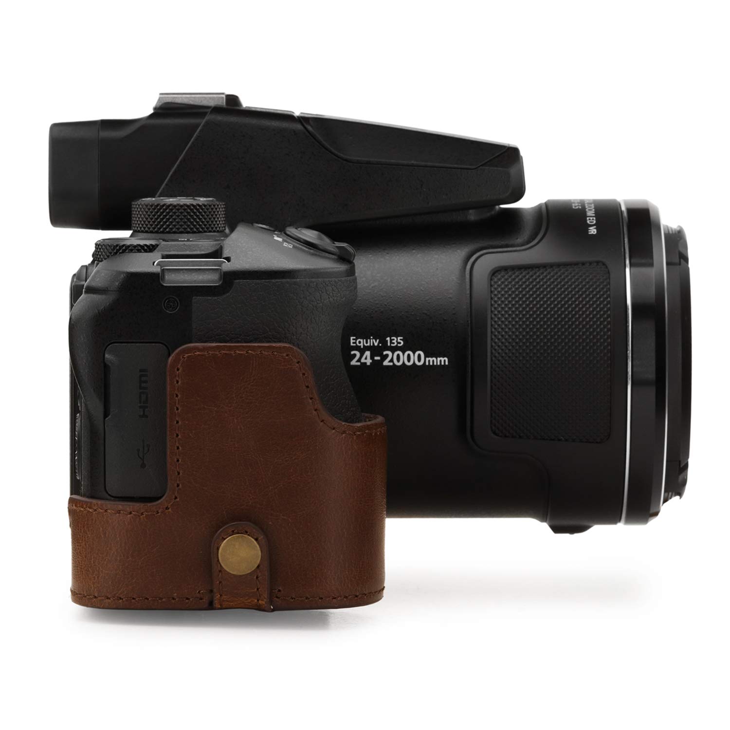 MegaGear Funda de ecopiel Compatible con Nikon Coolpix P950