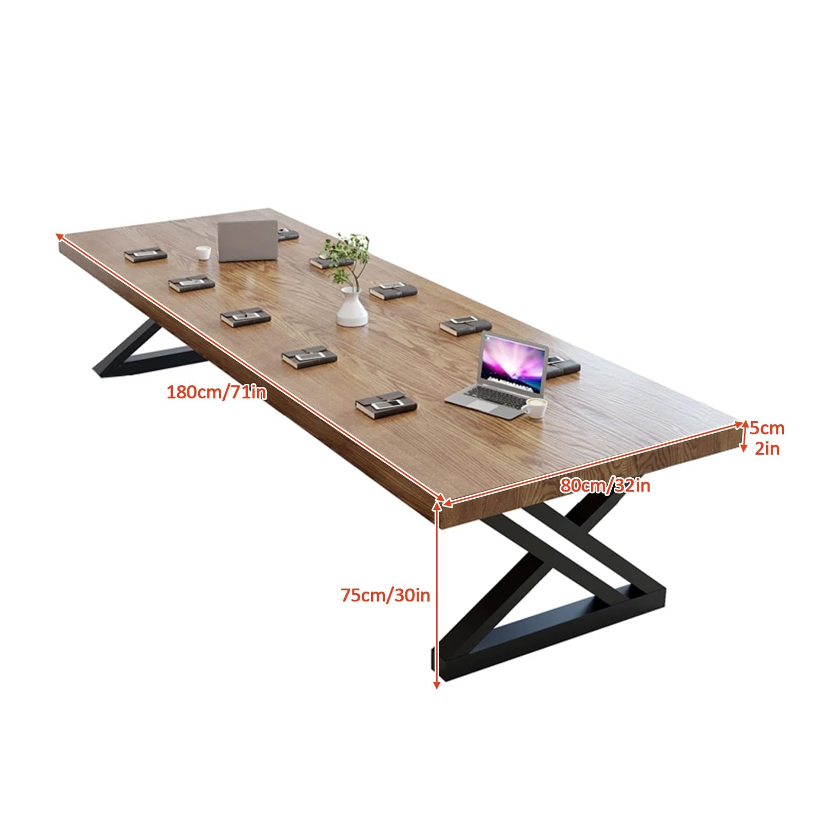 Mesa de conferencias de oficina grande, extra gruesa, marco de metal resistente, ideal para reuniones y entrenamiento, asientos de 4 a 8 personas, diseño moderno para espacios profesionales