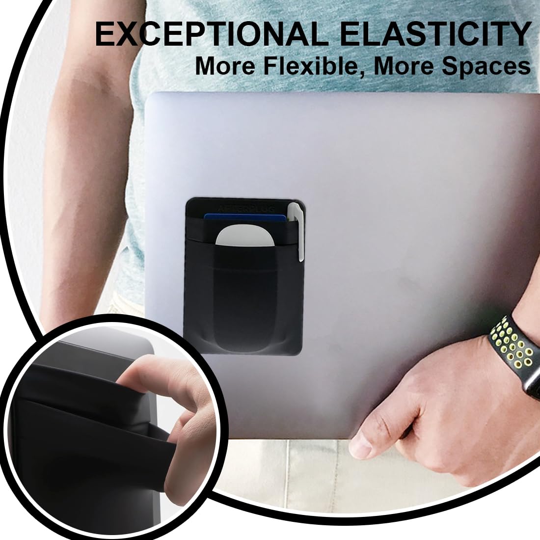 Custodia Hard Disk Esterno SSD, Custodia a 2 Tasche per Laptop con Adesivo Riutilizzabile, Protegge Il Disco Rigido, Nero