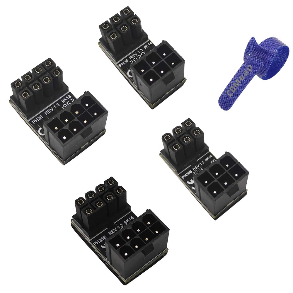 COMeap GPU VGA PCIe 8 Pin 6 Pin U Turn 180 Degree Angle Connector Power Adapter Board for Desktop Graphics Card