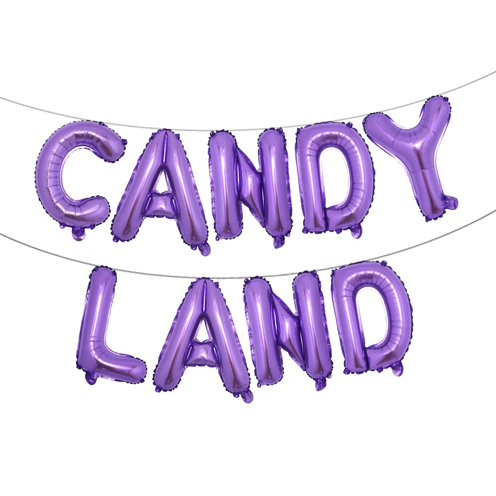 Candy Land Letter Balloons for Candy Theme Party, Rainbow Candy Land Balloons decoration (CANDY LAND Purple)