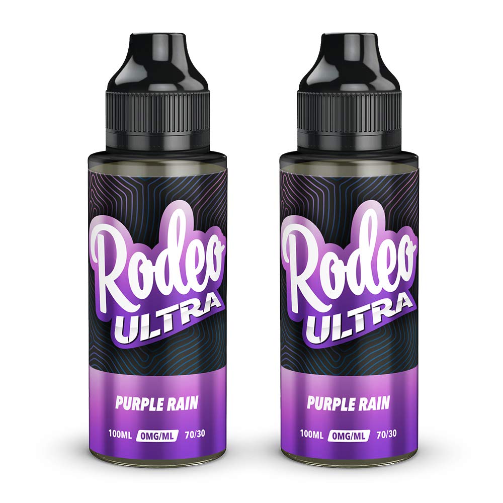 RODEOUltra Vape Liquid 2 x 100ml Purple Rain Vape Juice E Liquid 70/30 Flavoured Ecig Juice E Cigarette Nicotine Free Sub Ohm Short Fill