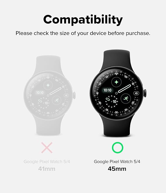Ringke for Google Pixel Watch 5/4 Screen Protector 45mm [Dual Easy, 2 Pack]
