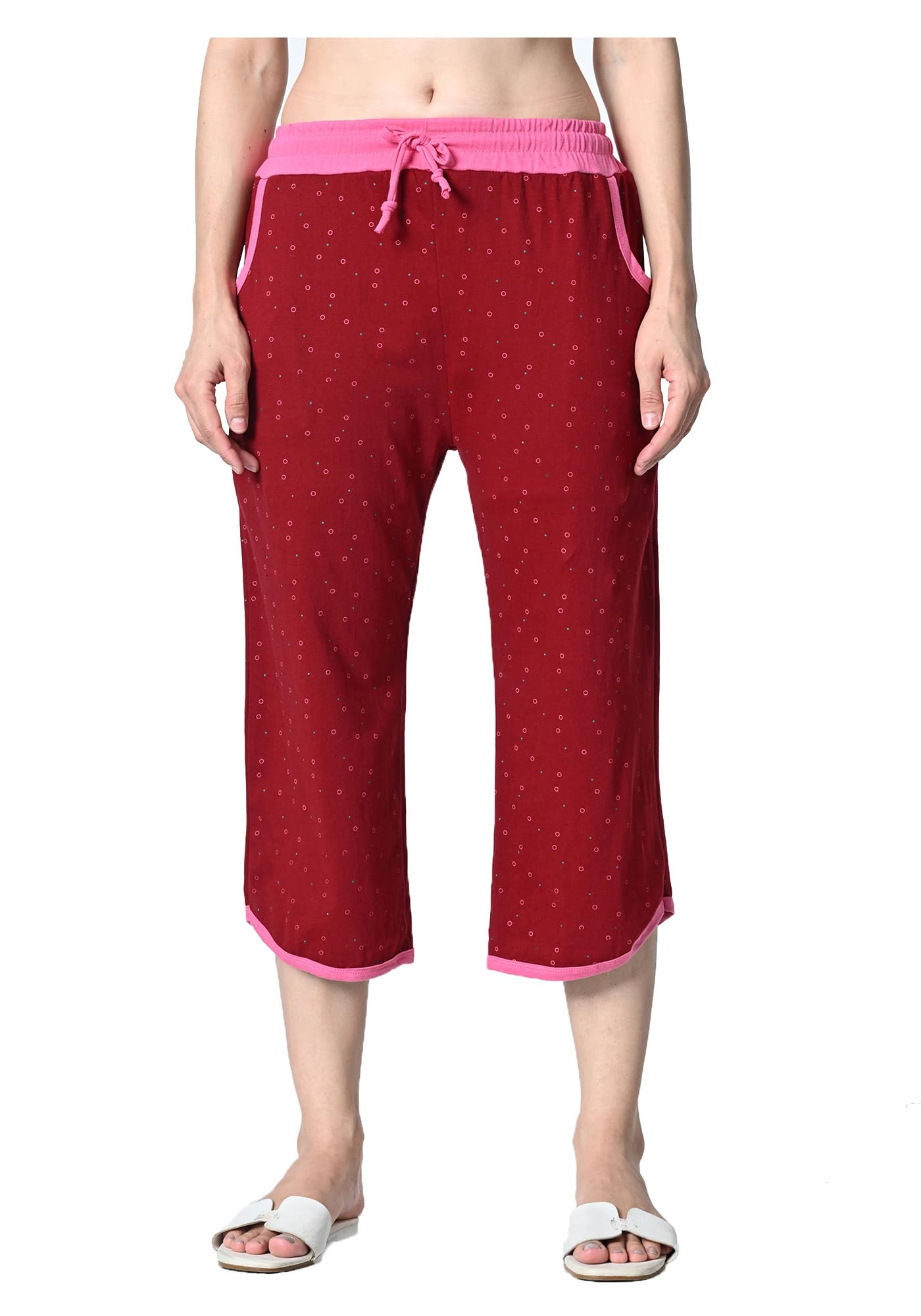 kayu Pack of 1 Women’s Cotton Printed Nightwear Capri with Both Side Pockets, Elastic Waist & Drawstring Nada, Soft Comfortable Sleepwear Capri Multicolor-picture-37