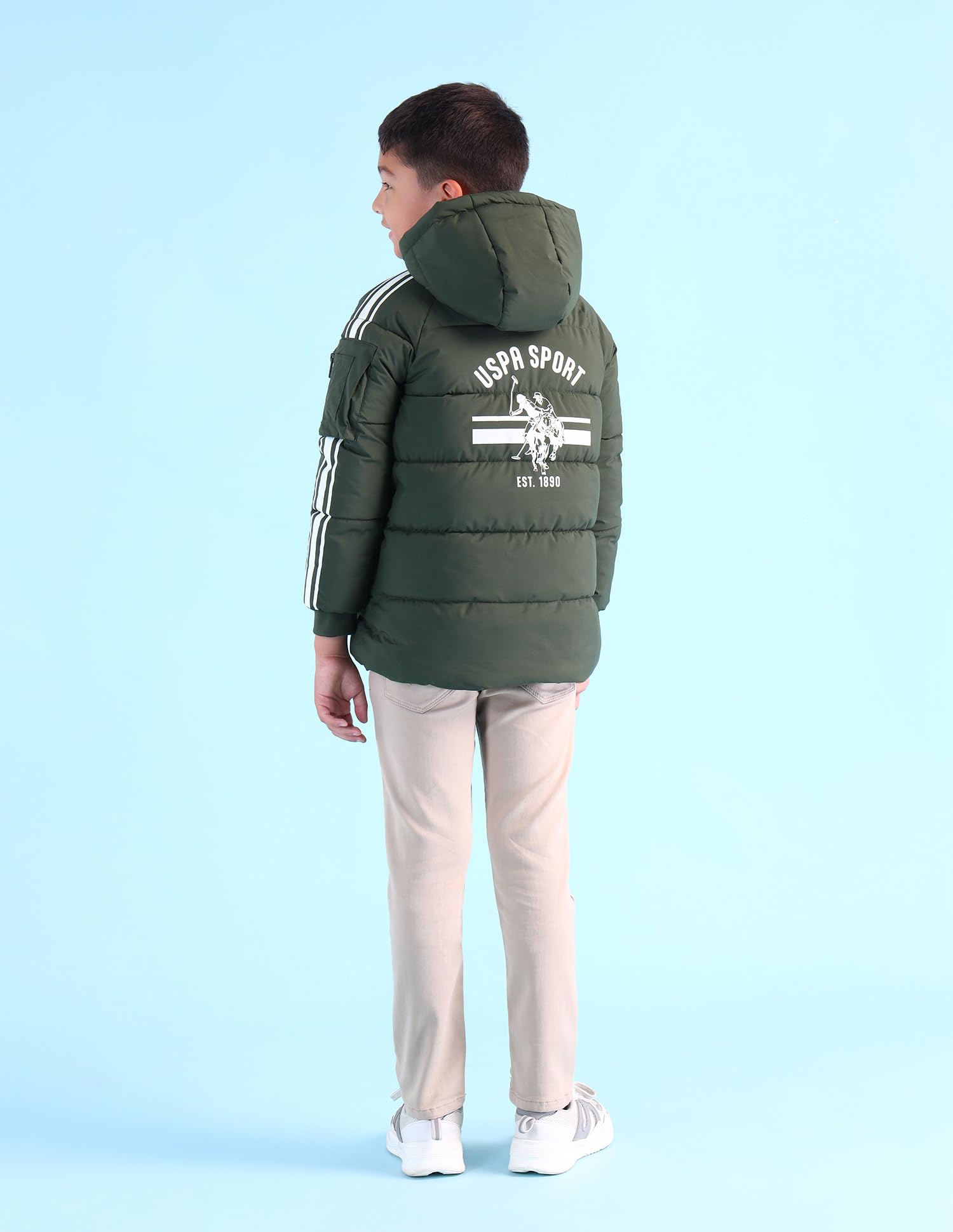 U.S. Polo Assn. Kids Regular fit Polyester Hooded Jackets (UKJCK0224_Green_12M) 3