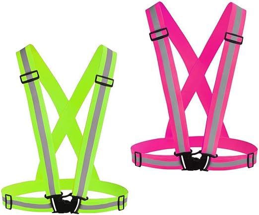 Reflective Vest Running Gear 2Pack, High Visibility Adjustable Safety Ves for Night Cycling,Hiking, Jogging,Dog Walking