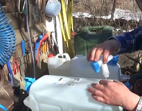 hünersdorff Ablasshahn für Kanister PROFI mit Breitgewinde 22 mm natur, Drehgriff blau