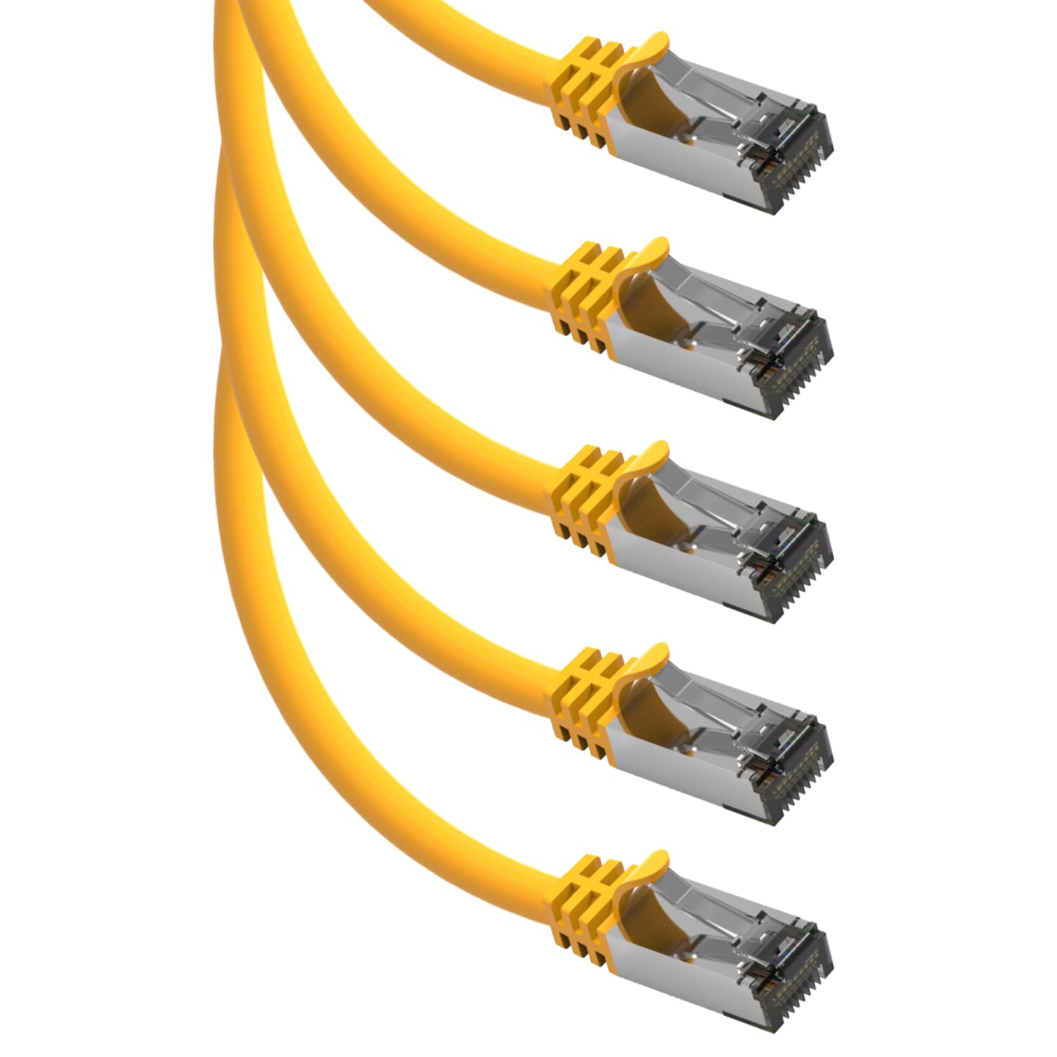 Beszin [50 Micron Gold Plated 4Ft Cat.8 S/FTP SHIELDED Ethernet Network Cable Yellow 26AWG- 5 Pack