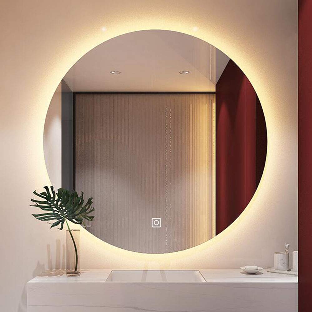 Miroir Lumineux Salle De Bain LED - Demi-cercle Sans Cadre - Dimmable & Antidéflagrant - 50 Cm - Tricolore (blanc Chaud/neutre/froid)