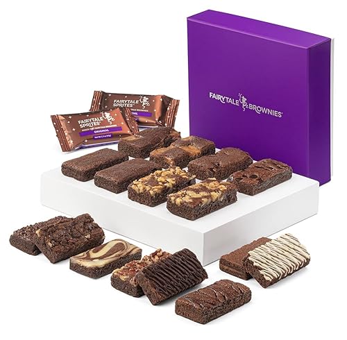 Brownies duende de tamaño bocadillo, comida gourmet en cesta de regalo y caja de chocolate, de Fairytale Brownies