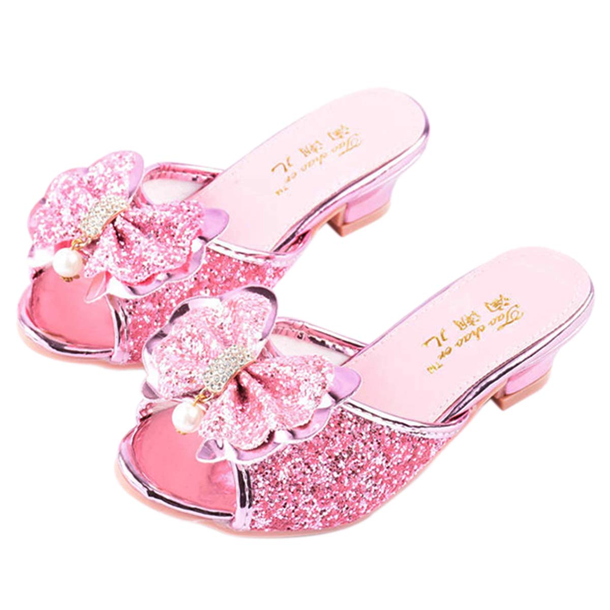 Mädchen Prinzessinschuhe mit Pailletten Kristalle Kinder Slipper mit absatz Pantoffeln für Halloween Verkleidung Freizeit Caseual Weihnachten Kindergarten Geschenk Geburtstag