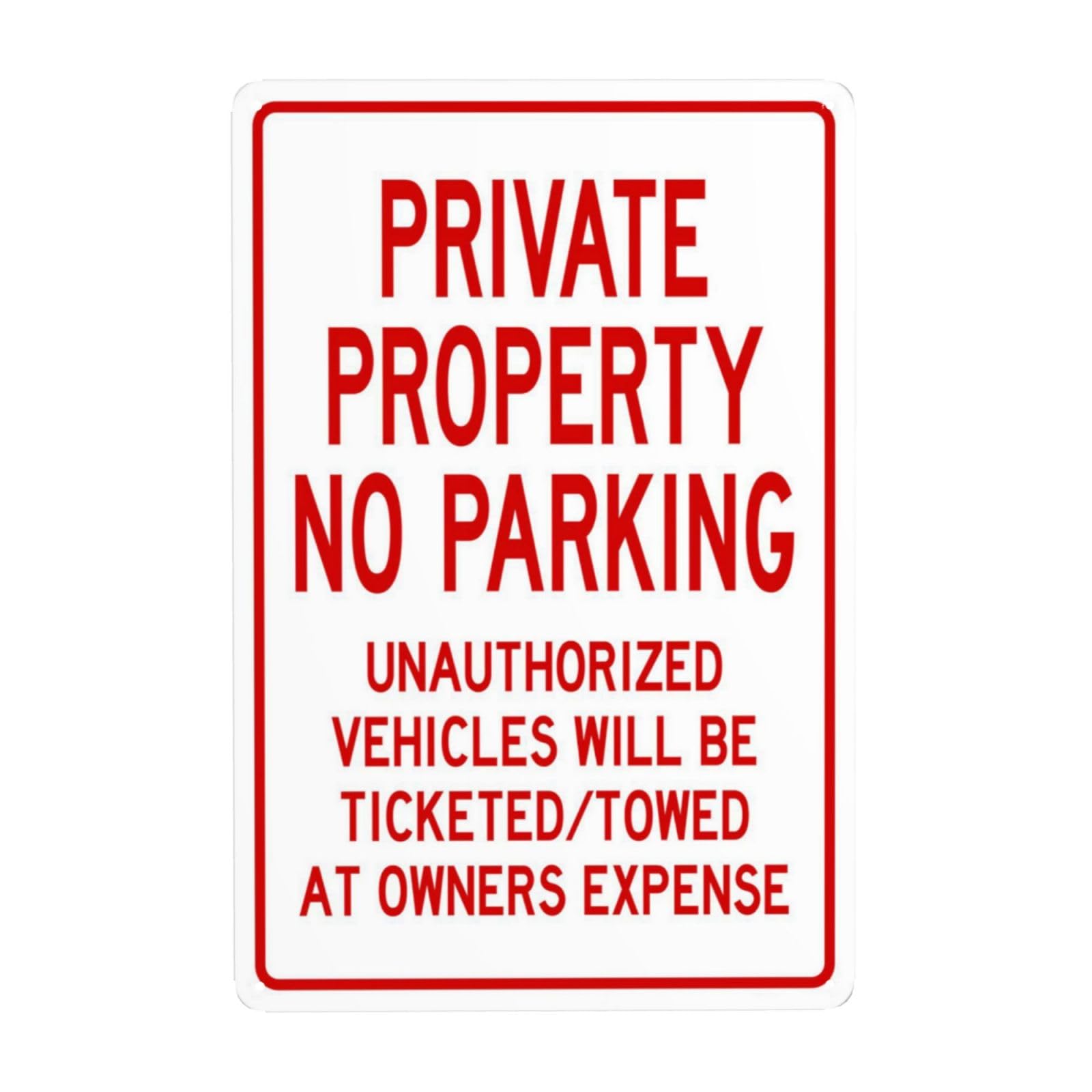 SMAZDFXX Private Property Sign, No Parking Unauthorized Vehicles Will Be Towed Metal Warning Signs, Cautions Security Tin Sign, Safety Posted Signs for Street Business Wall Decor 8"x12"
