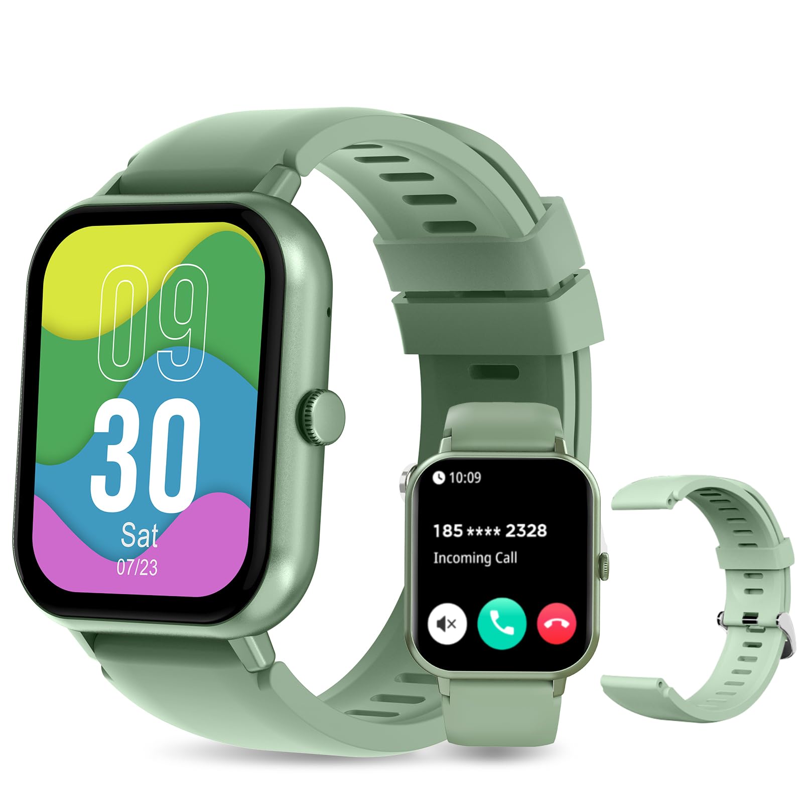 PEJE Smart Watch丨Smart Watches For Men丨1.83 TFT Display丨Ip68 Waterproof,Bluetooth calling,All-Round Fitness Management, 123+ Workout Mode, 15 Days Battery Life,Compatible with iOS & Android. (Green)