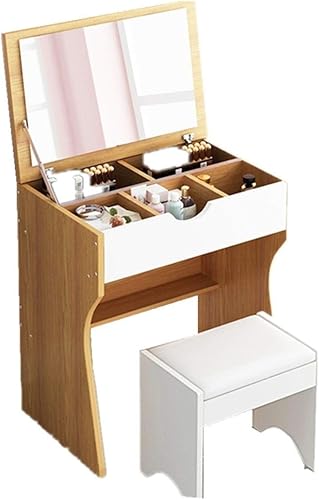 Simple Nordic Style Home Bedroom Girl Multifuncional con espejo con taburete de maquillaje, tocador, armario de maquillaje disponible en Yaxa Colombia