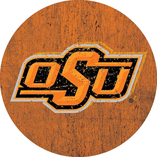 Oklahoma State Cowboys Distressed Wood Grain 4 Inch Round Magnet Officially Licensed Collegiate Product