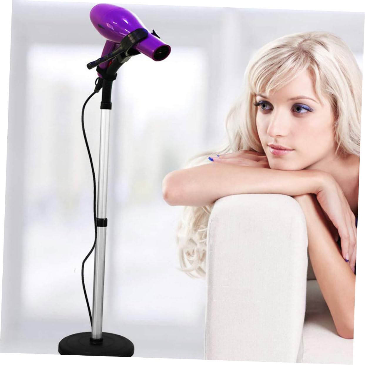 Verstellbare Haartrocknerhalterung Freihändig mit Saugnapf 360° Drehbar Schwarz für Friseursalon und Styling