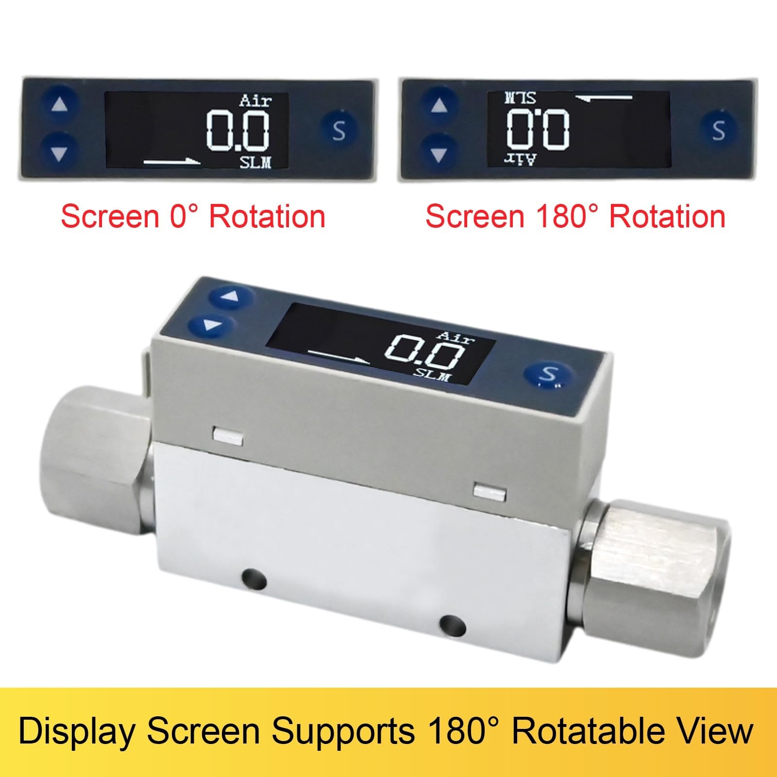 Medidor de caudal de agua, TC5200 Medidor de flujo másico de gas de bajo flujo Sensor térmico 4-20 mA Pantalla digital RS485 for aire, oxígeno, nitrógeno(TC5200-2L-A)