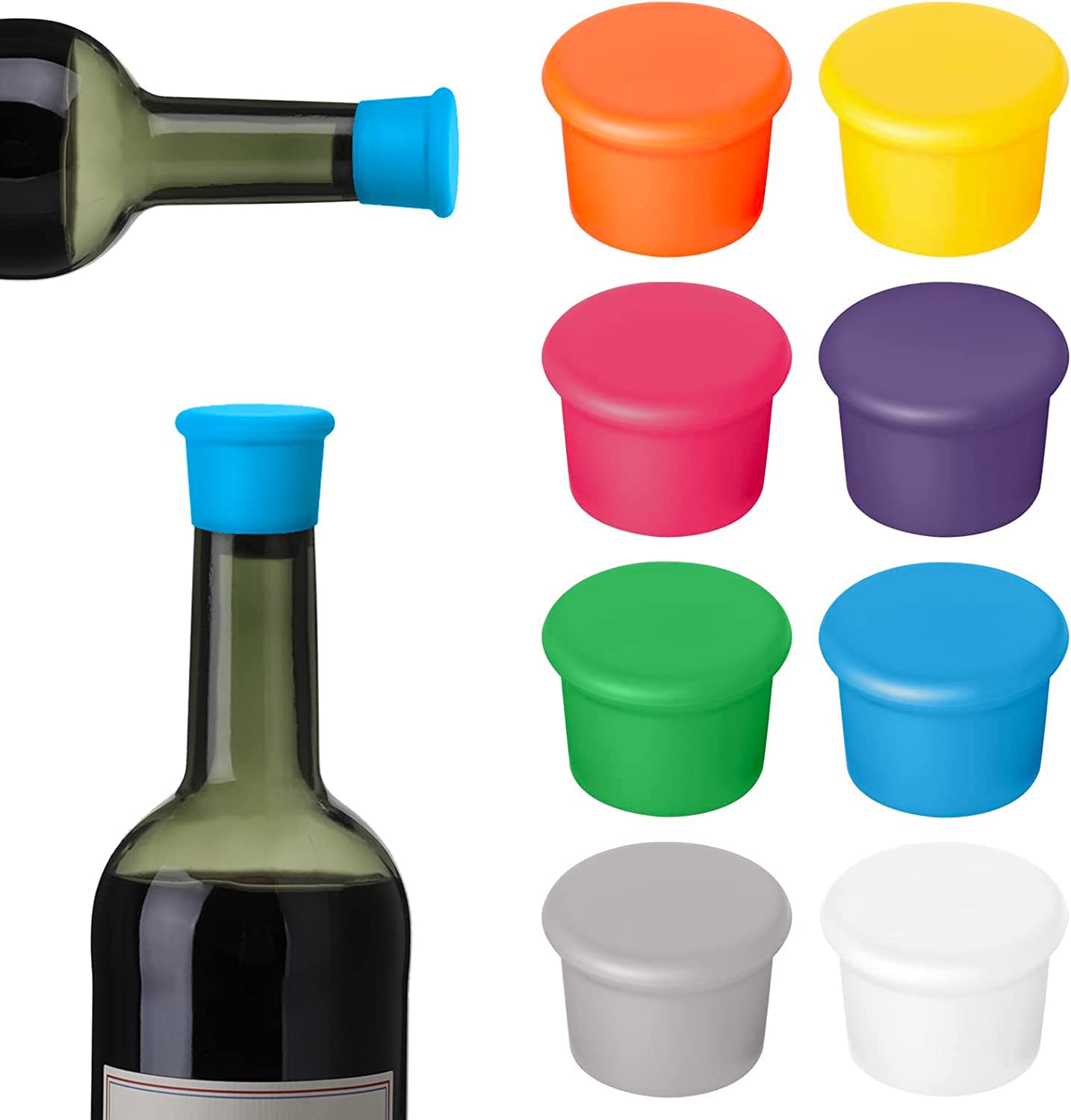 Dimeho 8Pcs Silicone Wine Stoppers Wine Cap Replace A Cork