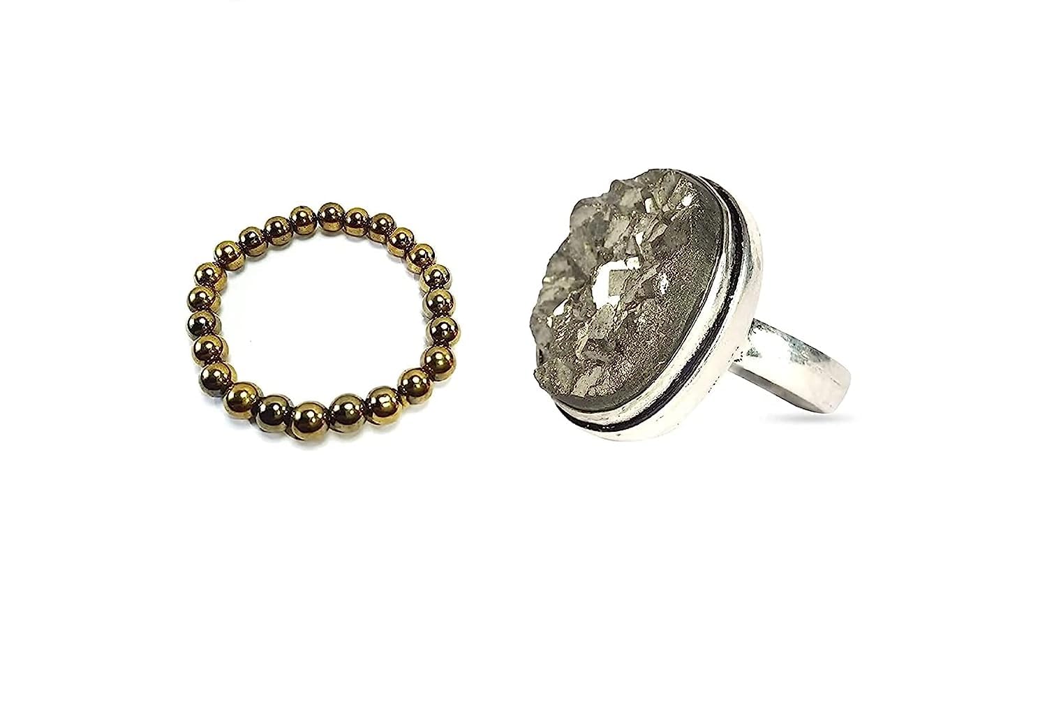 PANAUMUS Natural Pyrite Ring with Adjustable Size and Pyrite Bracelet Attarct Wealth and Prosperity for Men and Women (B0CB6F2RVH) Amazon Price History, Amazon Price Tracker