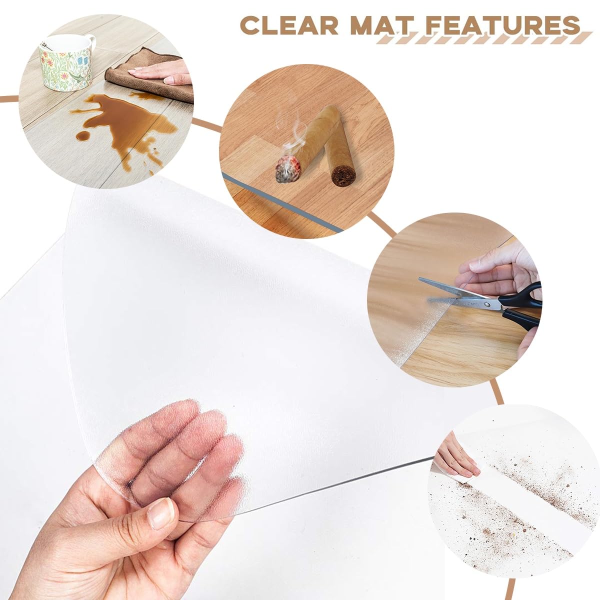 Transparente Vinyl-Stuhlmatte, 1,5 mm dick, für harte Böden, multifunktionaler Teppichschutz, Kinderspielplatzunterlage (90 cm x 110 cm) – leicht zu reinigen