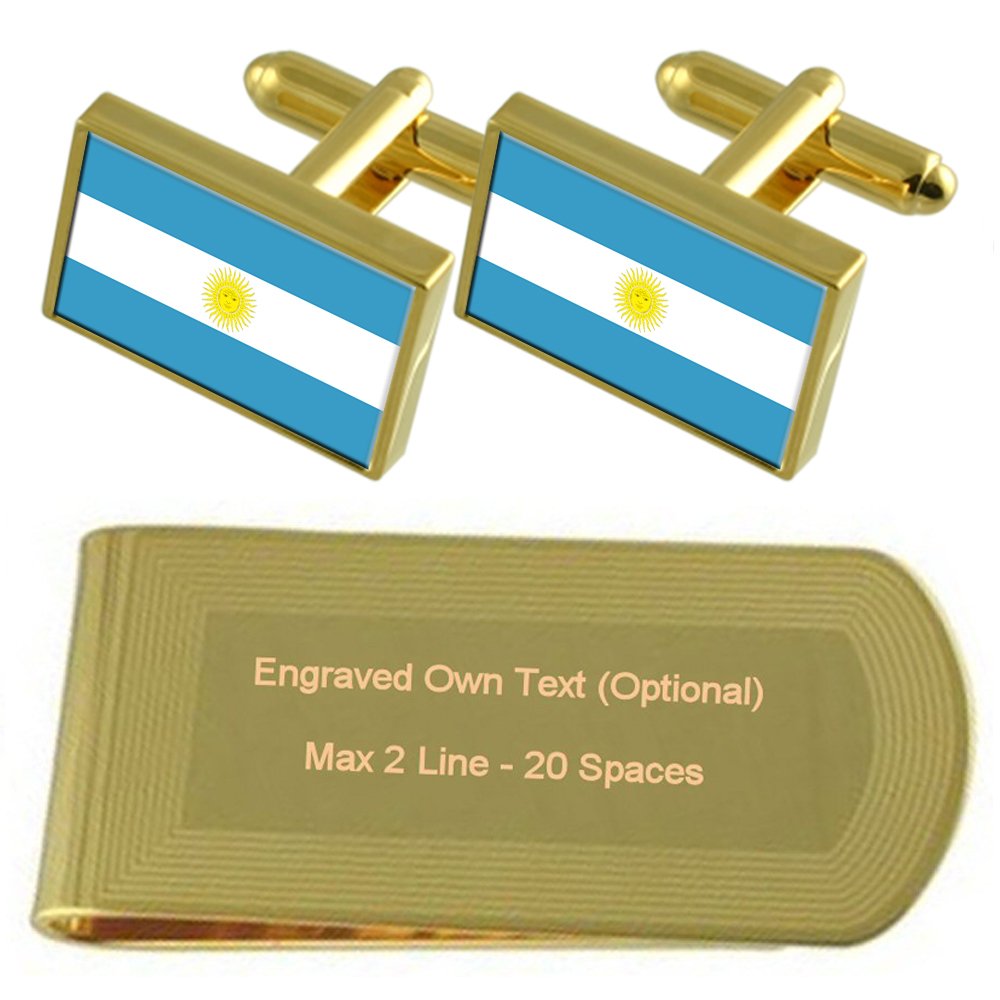 Gemelos de Argentina y pasacorbatas dorado elegante para traje 5