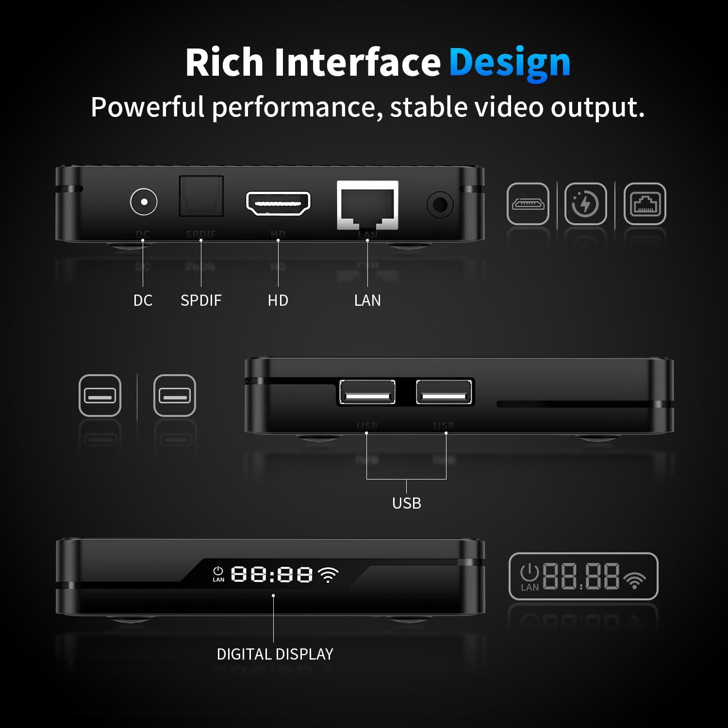 GREVA 8K TV Box Android 14.0, 2025 Nuovo Android Box 4G RAM 64G ROM Chipset S905X5M Supporto Dolby Vision WiFi6 HDR10 BT5.0 HDMI 2.1 10/100M Ethernet LAN 3D HD Smart TV Box Black