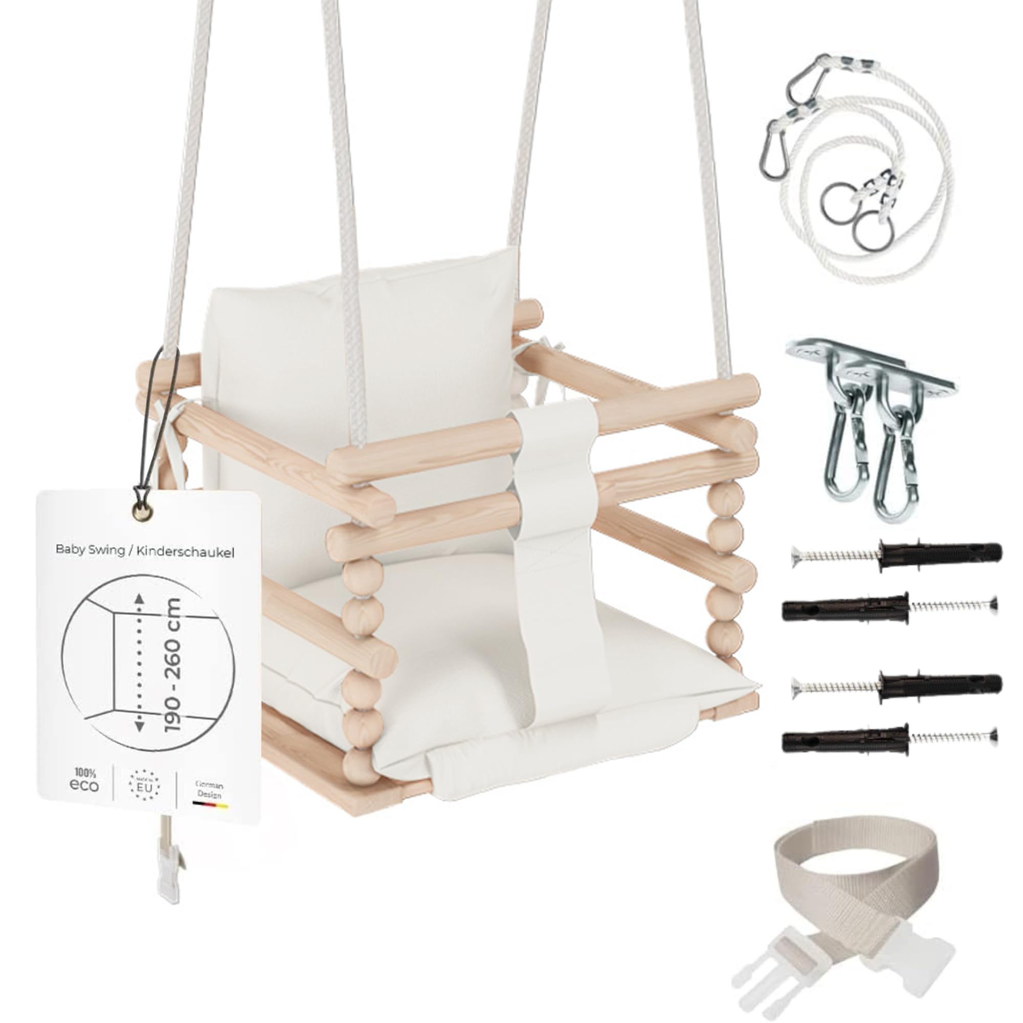 MAMOI® Babyschaukel, Schaukel Indoor und Outdoor, Holzschaukel für Baby und Kinder, Kinderschaukel, Schaukeln aus Holz, Kleinkinderschaukel für kinderzimmer und türrahmen, 3 in 2
