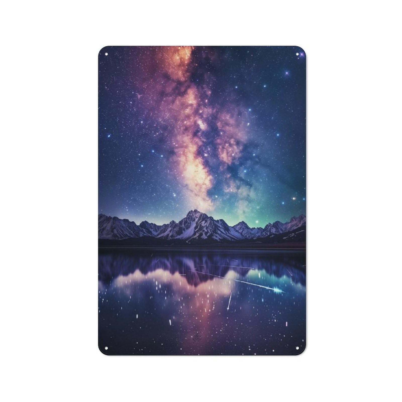Junmoney Milky Way Galaxies Retro Metal Sign 30X20cm, Distressed Look Retro Room Decor For Living Room, Hallway, Kitchen Or Cafe