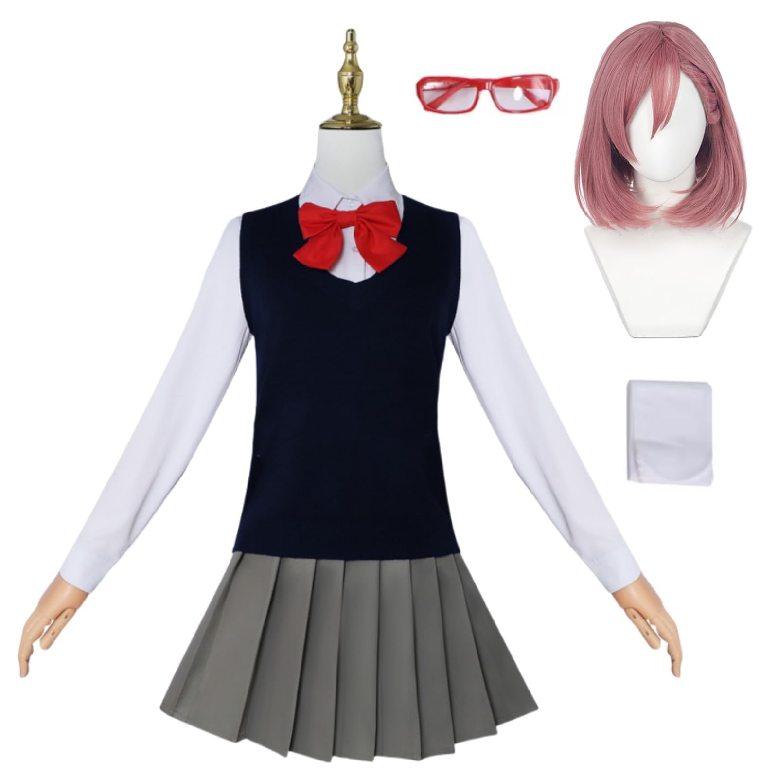 Amazon.co.jp: ウィッグ 追加可 天乃リリサ コスプレ衣装 制服 メガネ+ 