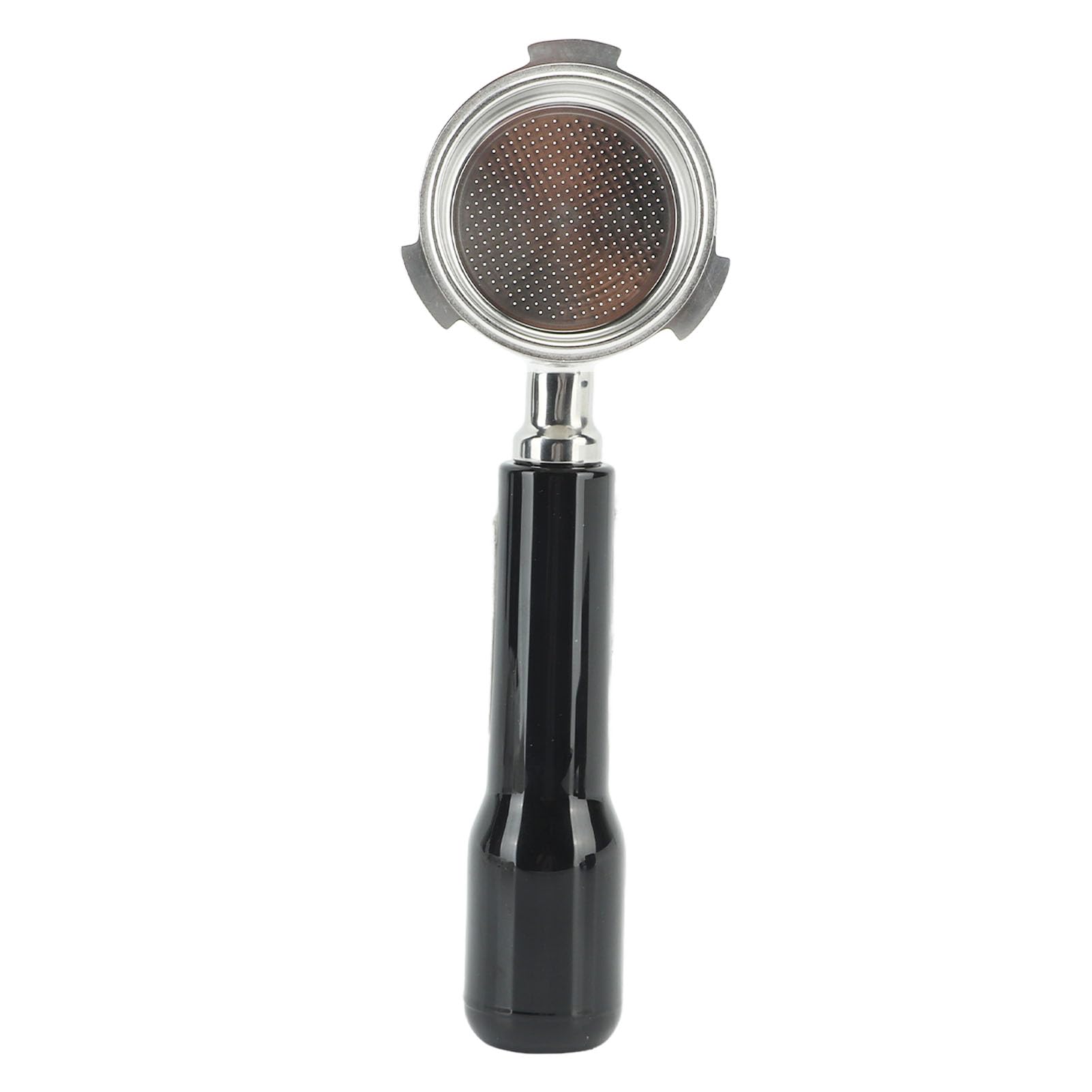 Portafiltro de café sin fondo de 51 mm, portafiltro de una sola capa de tres orejas, filtro sin fondo de acero inoxidable para cafetera (Black)