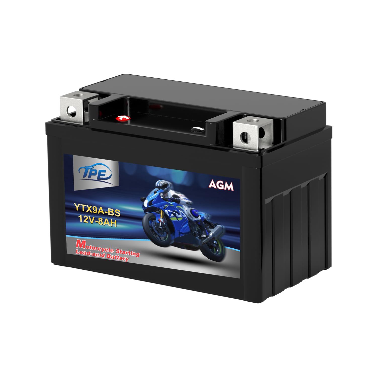 TPEYTX9A-BS High Performance Rechargeable Sealed AGM and Maintenance-Free Replacement Motorcycle Battery for Scooter, Kawasaki, Honda, Yamaha, ATV 12V 8Ah