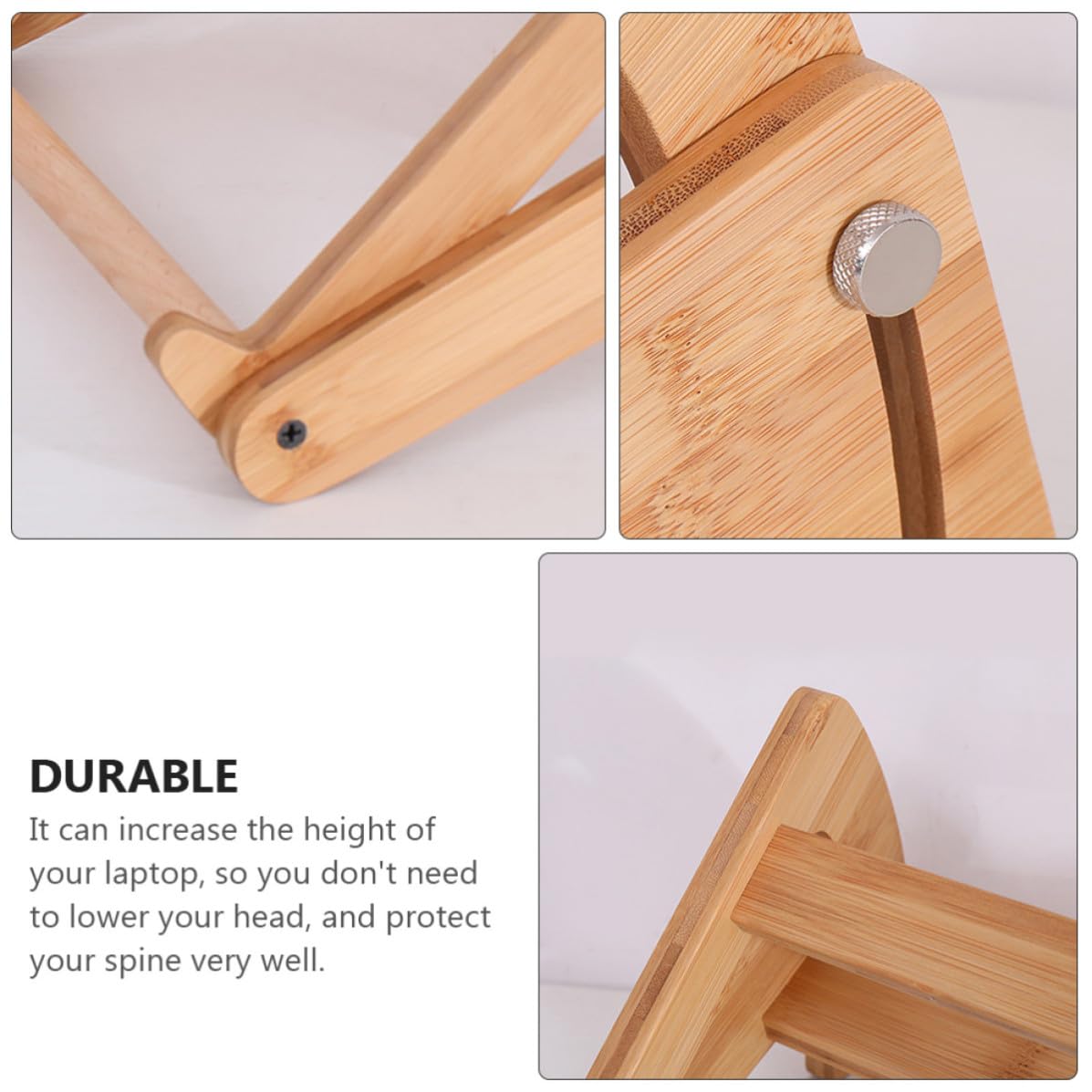 Supporto Portatile per Laptop in Legno di Phyllostachys Pubescens, Rialzo Regolabile Multifunzionale Beige per Sostenere la Schiena, per Scaffali