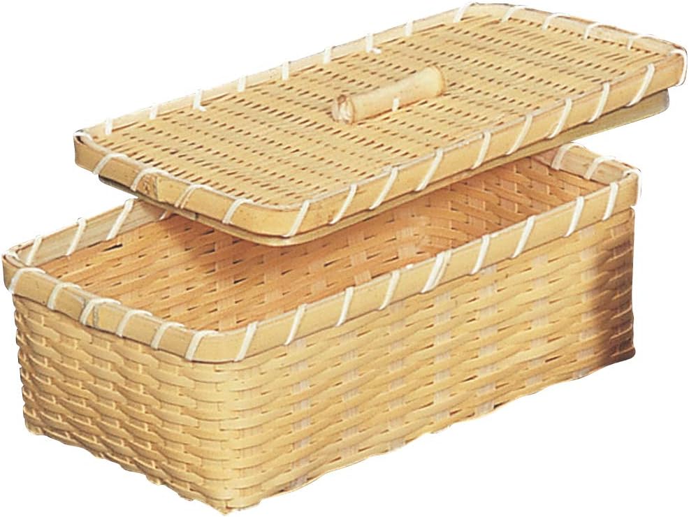 Yamashita Kogei 32153 Bento Box, Natural, W 7.1 x D 3.9 x H 2.8 inches (18 x 10 x 7 cm), White Bamboo Rectangular Bento Box, Small