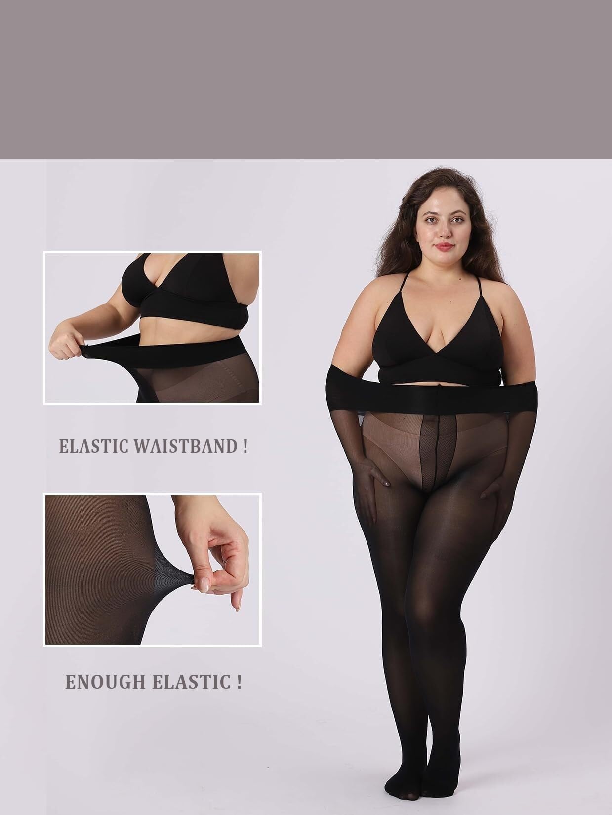 Niezniszczalne rajstopy plus size 40D półprzezroczyste damskie rajstopy odporne na rozdarcie pończochy z wysokim stanem