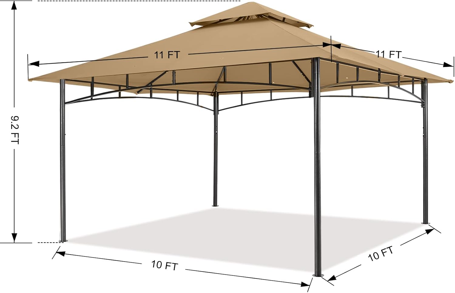 Dimensions diagram of the 11x11 gazebo