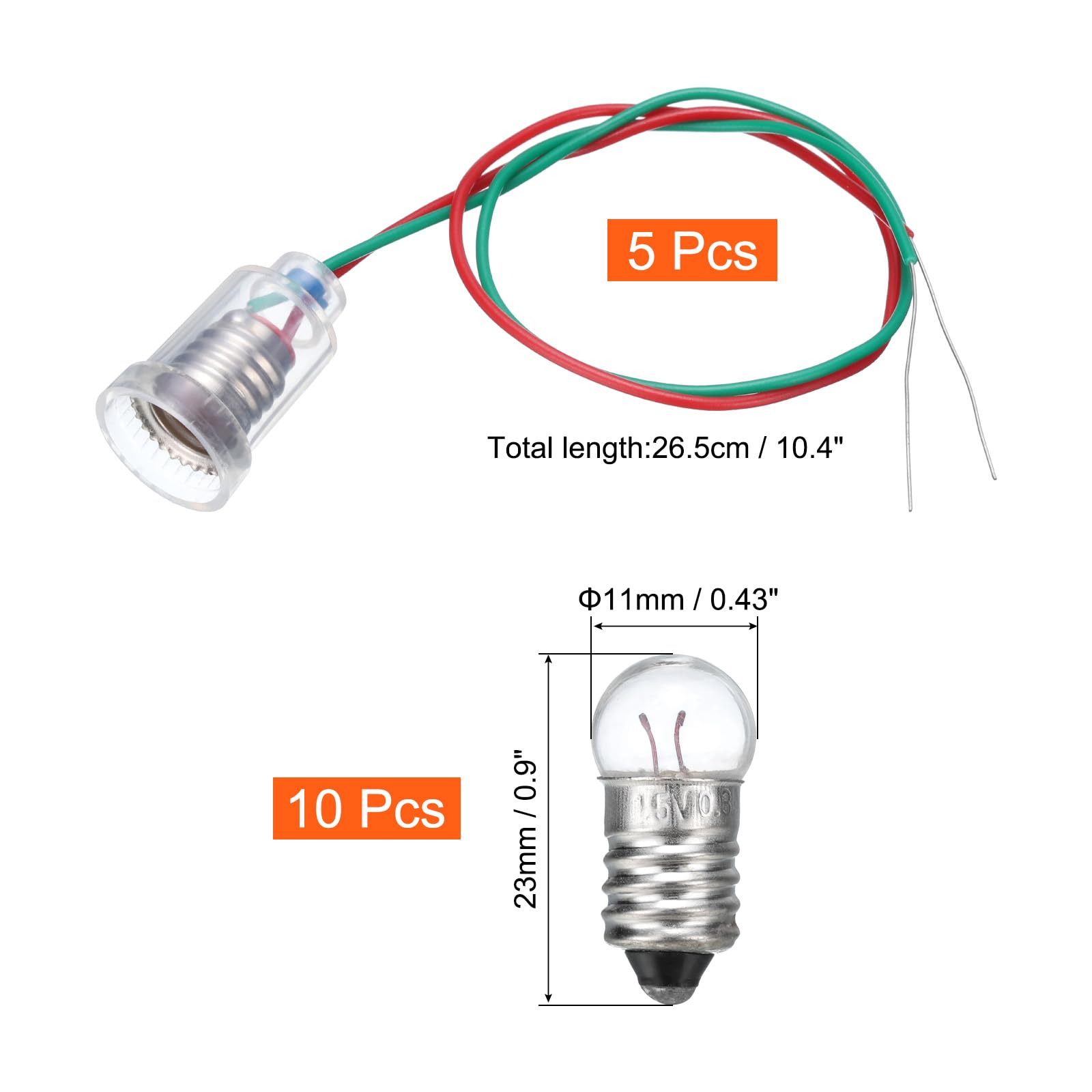 MECCANIXITY E10 Screw Base Miniature Bulbs - DC 1.5V Warm Yellow Light, Pack Of 10 With Storage Box