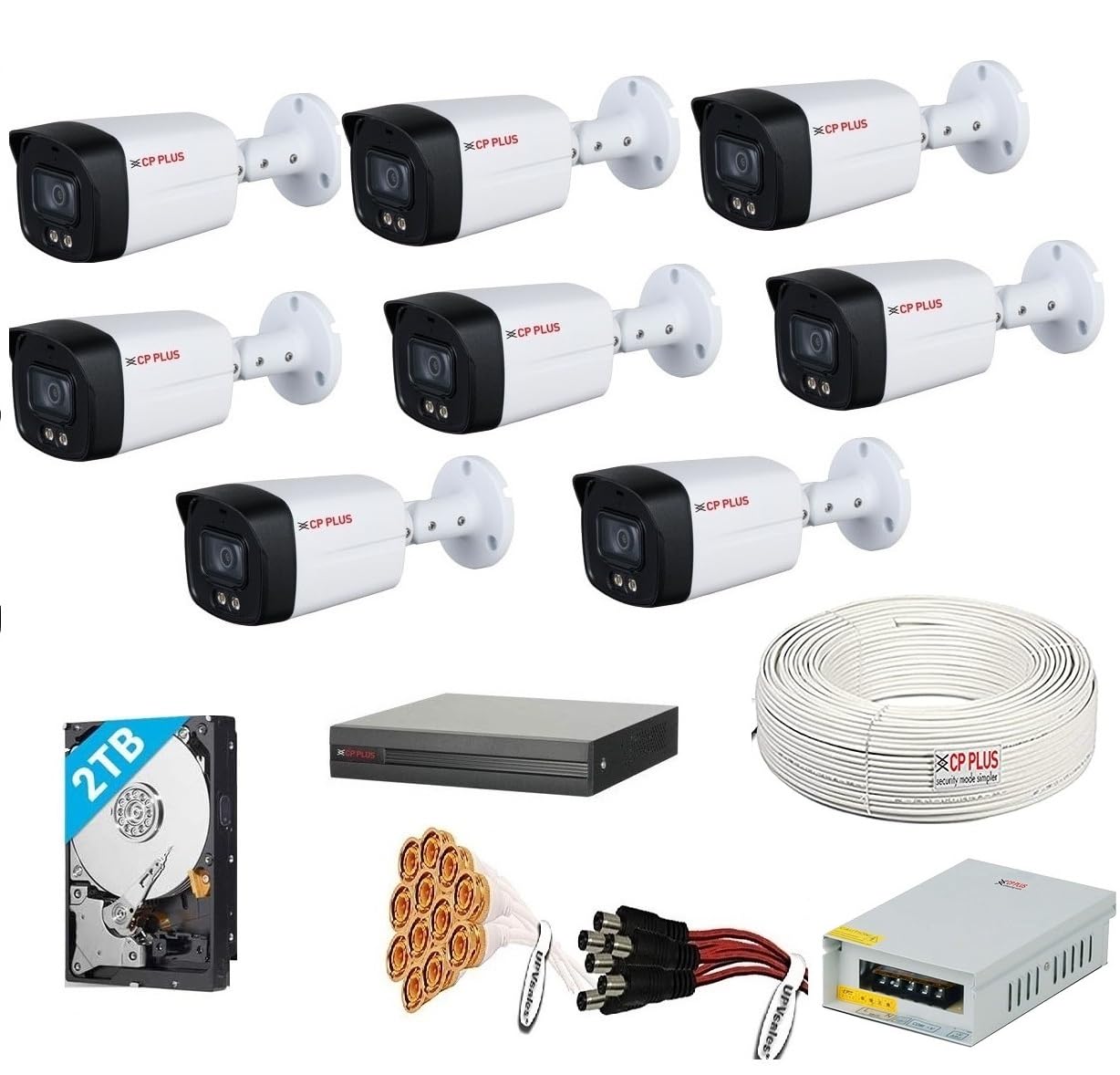 CP Plus 5MP Guard+ Colour Vision in Night 8 Camera Combo Kit with (8Ch DVR, 8 Outdoor Bullete Cameras, 2 TB HDD, Power Supply, 90Mtr Cable and Connectors)-image-33