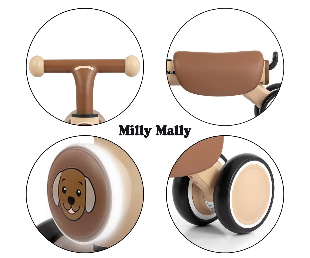Milly Mally Jeździk dziecięcy YORK +12m LED dźwięki koła piankowe prezent na roczek (Beige)