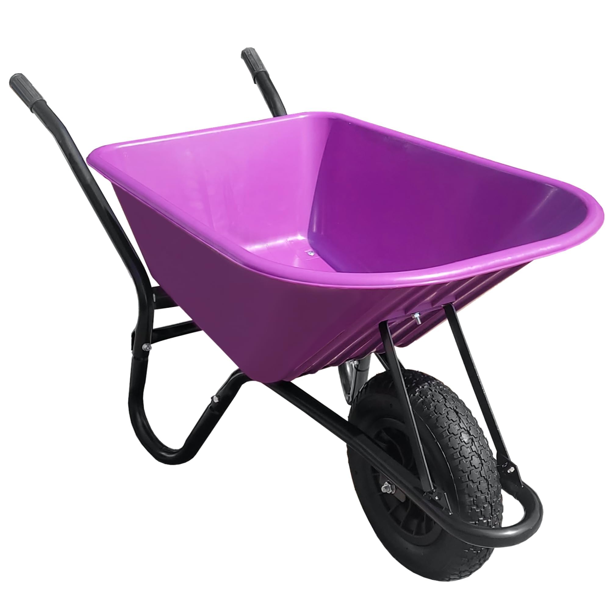 Purple Wheelbarrow - Plastic Wheelbarrow Professional Garden Barrow with Puncture Proof Wheel - TaskBarrow 110L