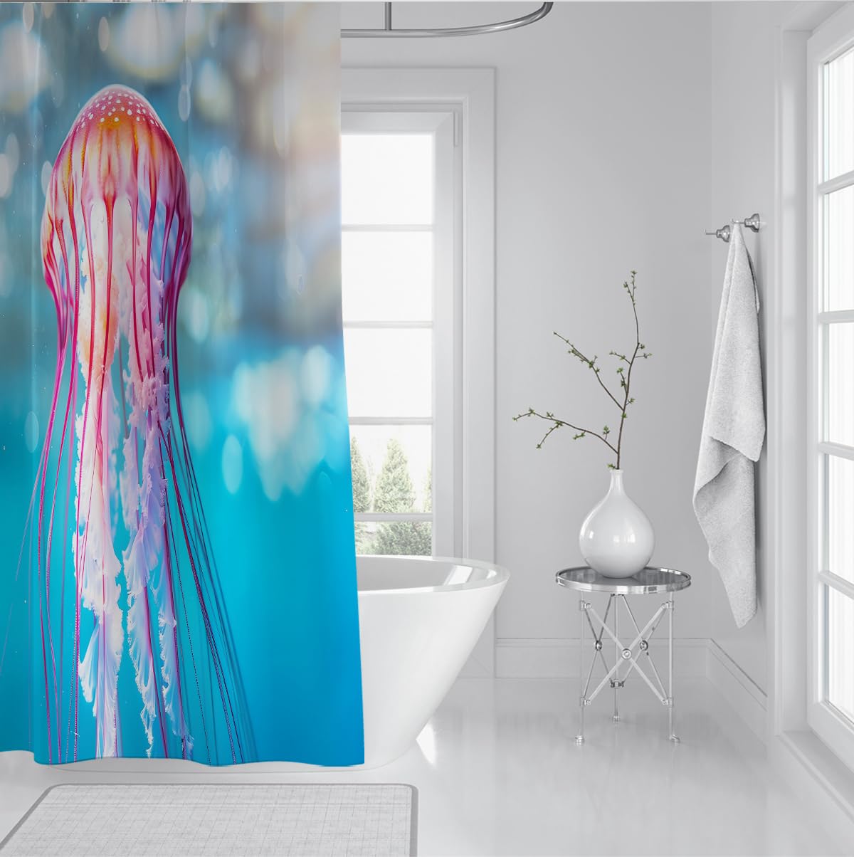 Rideau Douche Motif meduses Ocean sous-Marin 180 x 180 cm