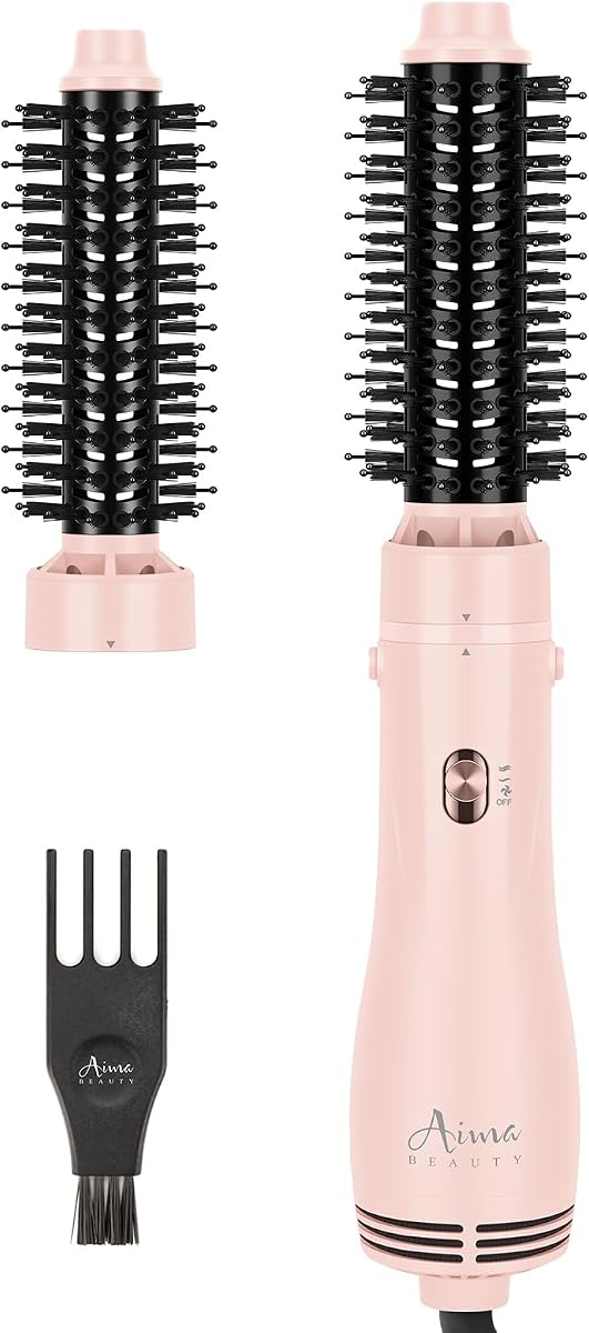 Hair Dryer Brush Blow Dryer Brush in one, Aima Beauty 1" & 1.25" Round Brush Blow Dryer Ionic Hot Air Brush Styler Volumizer with Ceramic Coating & Tufted Bristles for Smooth and Shiny Blowout, Pink
