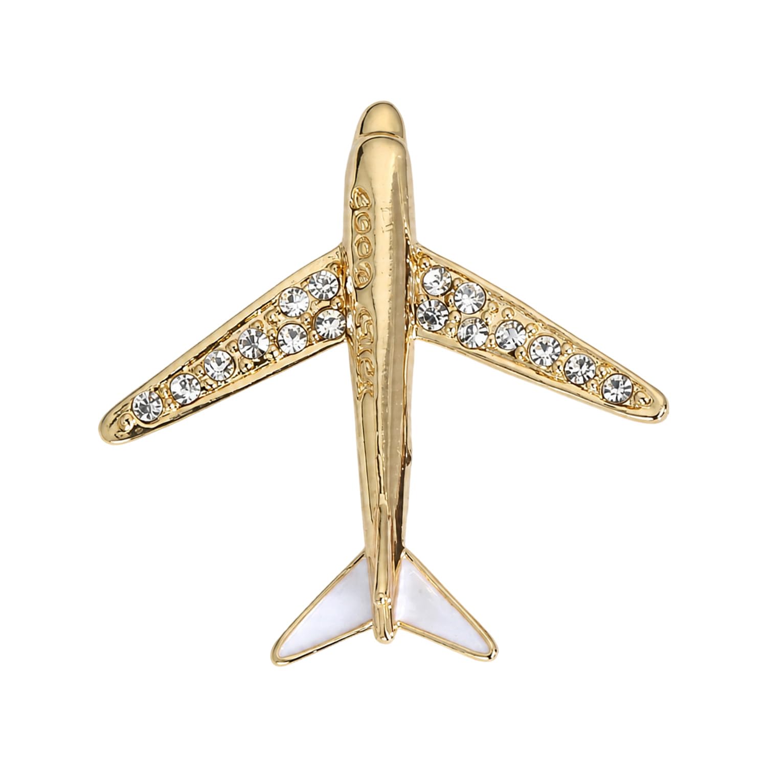 syga Men's Suit Aircraft Design Brooch Pin, Gold Tone with Crystal Accents-picture-54