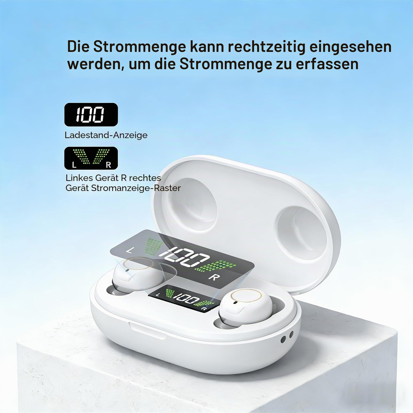 Wiederaufladbares Soundgerät für Senioren & Erwachsene, digitales Audiogerät mit 3,2 g leichtem In-Ear-Ohrhörer, Power on Anti-Heulen, Touch-Steuerung & LED-Ladehülle (Weiß)